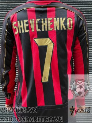 Áo Bóng Đá Retro AC Milan 2006 Dài Tay - Sân Nhà In Tên Shevchenko Số 7