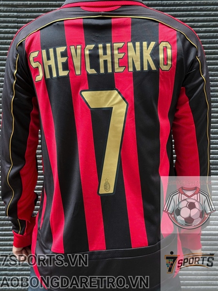Áo Bóng Đá Retro AC Milan 2006 Dài Tay - Sân Nhà In Tên Shevchenko Số 7