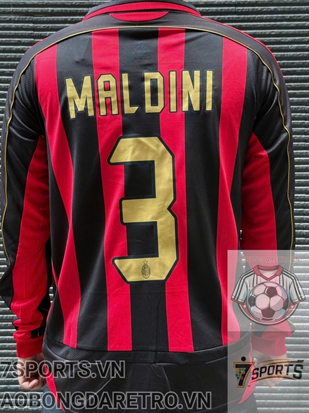 Áo Bóng Đá Retro AC Milan 2006 Dài Tay - Sân Nhà In Tên Maldini Số 3