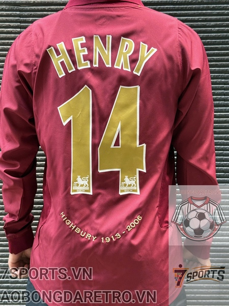 Áo Bóng Đá Retro Arsenal 2005 Dài Tay - Sân Khách In Tên Henry Số 14