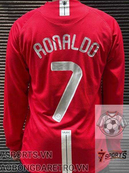 Áo Bóng Đá Retro Manchester United 2008 Dài Tay - Sân Nhà In Tên Ronaldo Số 7