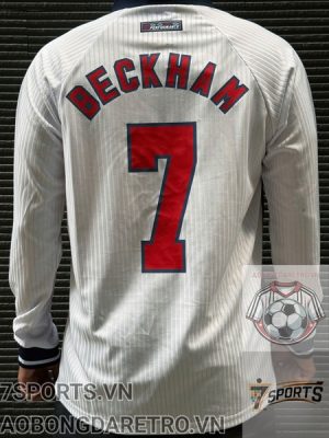 Áo Bóng Đá Retro Tuyển Anh 1998 Dài Tay - Sân Nhà In Tên Beckham Số 7