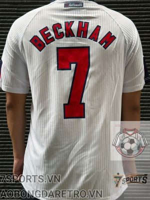Áo Bóng Đá Retro Tuyển Anh 1998 - Sân Nhà In Tên Beckham Số 7