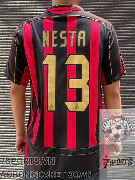 Áo Bóng Đá Retro AC Milan 2006 - Sân Nhà In Tên Nesta Số 13