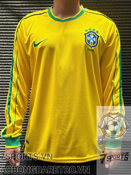 Áo Bóng Đá Retro Tuyển Brazil 1998 Dài Tay - Sân Nhà