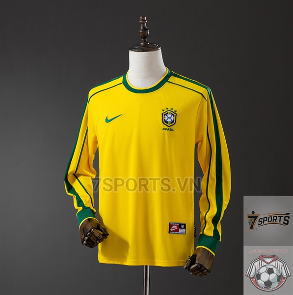 Áo Bóng Đá Retro Dài Tay Tuyển Brazil 1998 - Sân Nhà