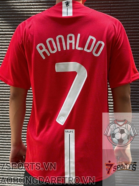 Áo Bóng Đá Retro Manchester United 2007/08 - Sân Nhà In Tên Ronaldo Số 7